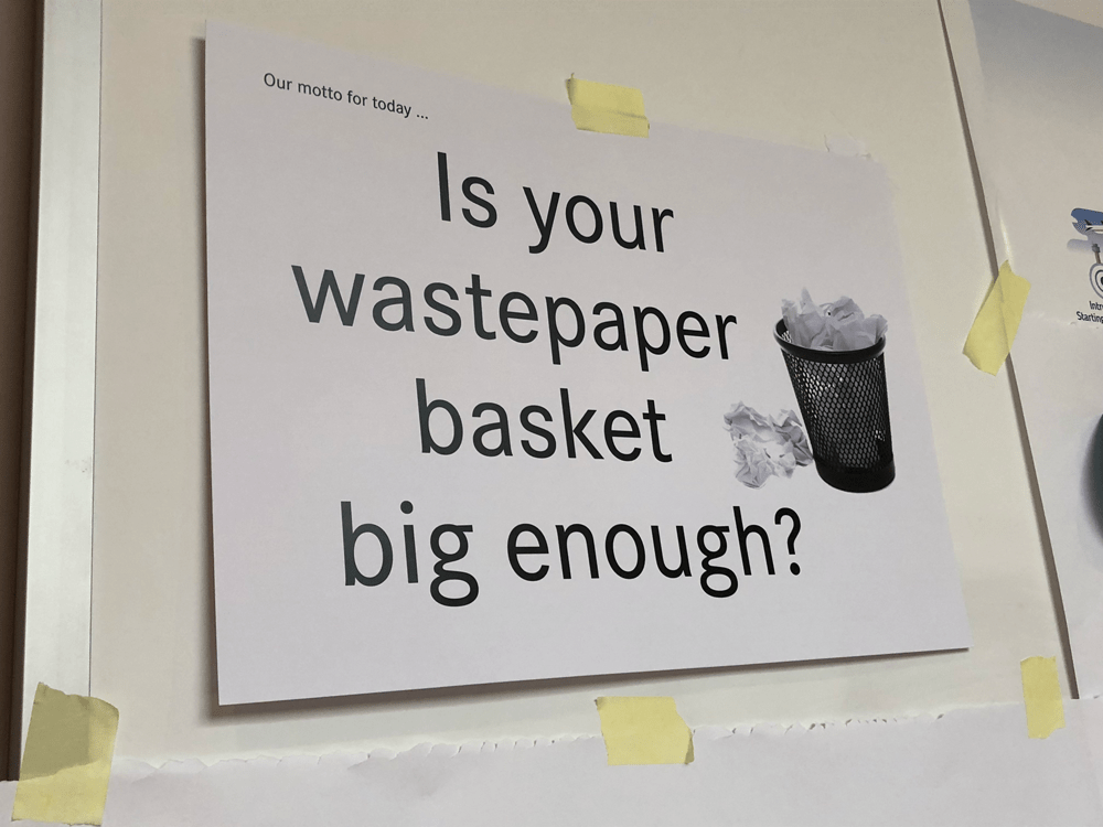 Seippel & Weihe Motto. Angepinnt auf einem Moodboard: Is your wastepaper basket big enough?
